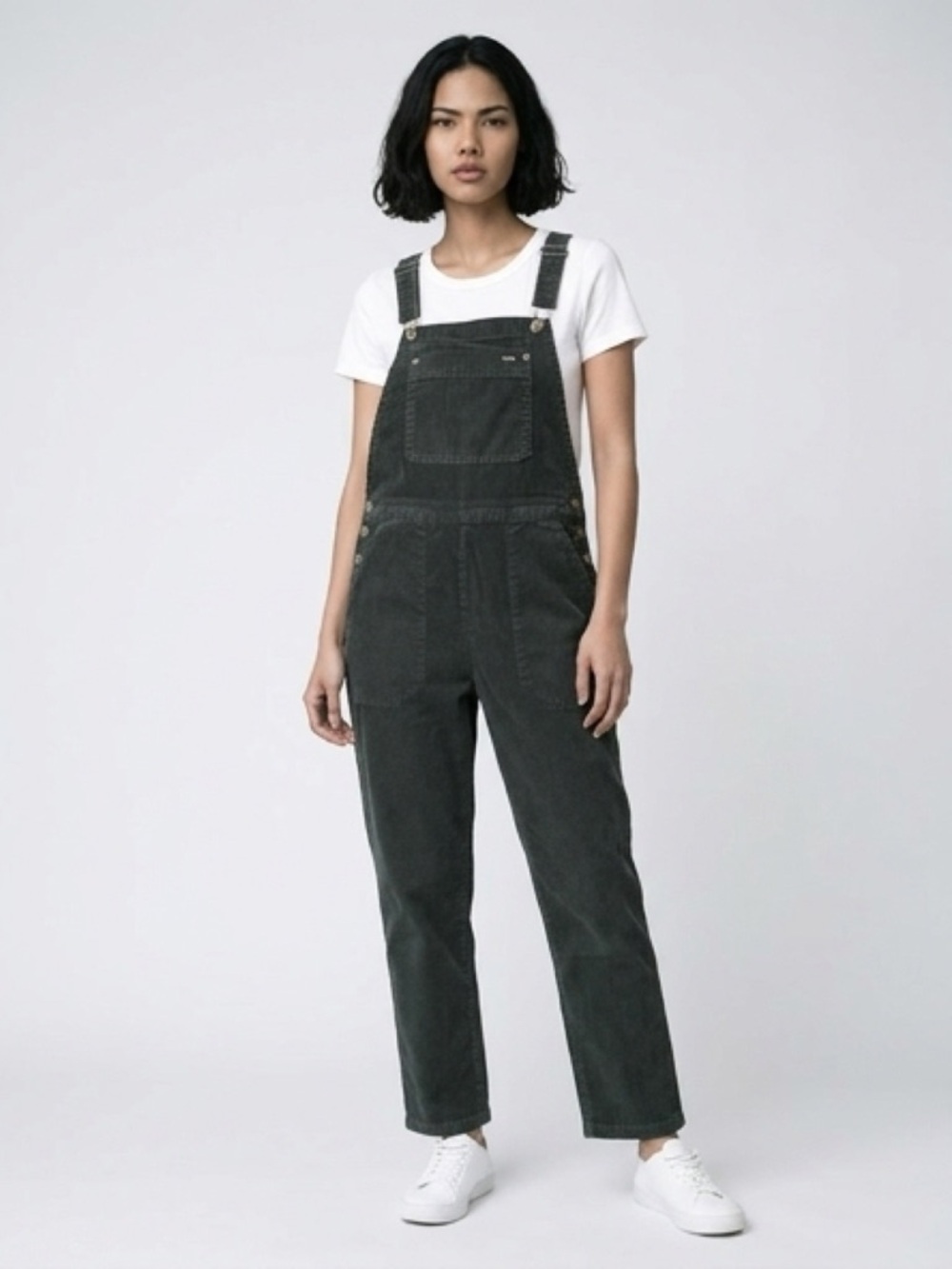 RVCA Corduroy Overalls Size 25 Charcoal Gray Grunge Workwear Dungarees